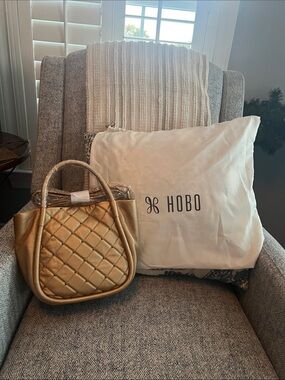 HOBO Quilted Metallic Gold Mini Bag with Top Handles
